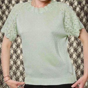 vintage knit short sleeve sweater top